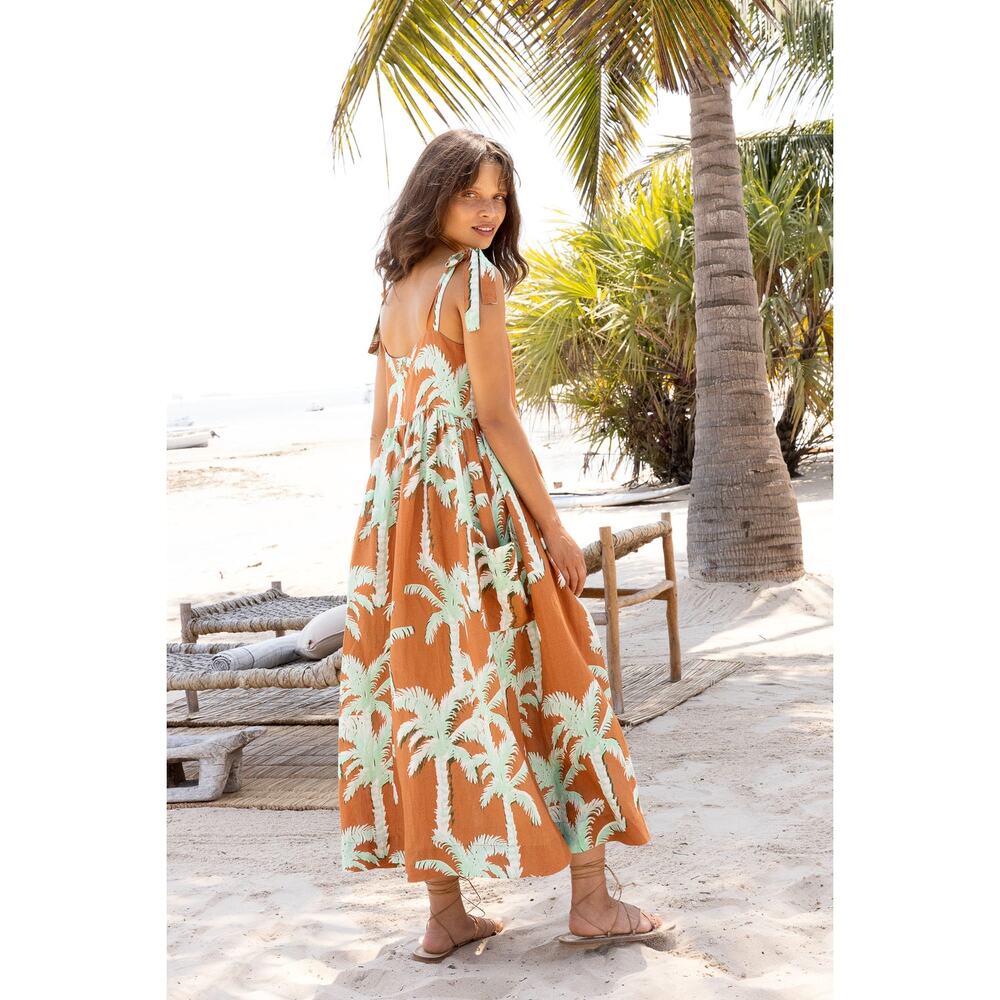 Oliphant Tie Strap Pocket Midi Dress NWT